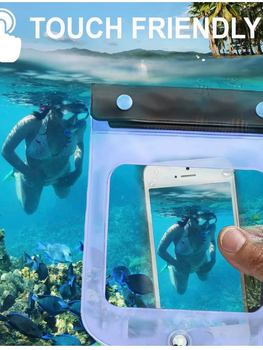 Blue Waterproof Phone Pouch Case - Universal Submersible Sleeve